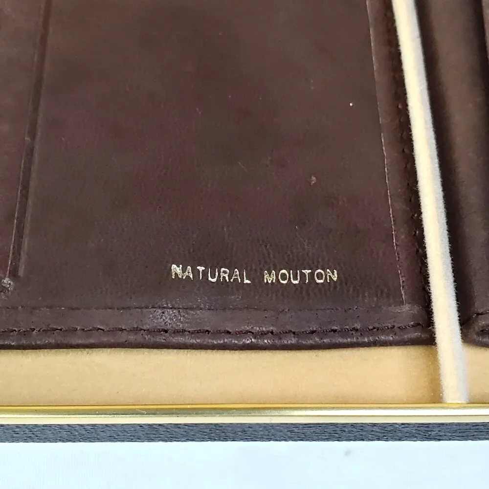 Buxton Natural Brown Mouton Leather Convertible Wallet Set With Keychain Holder